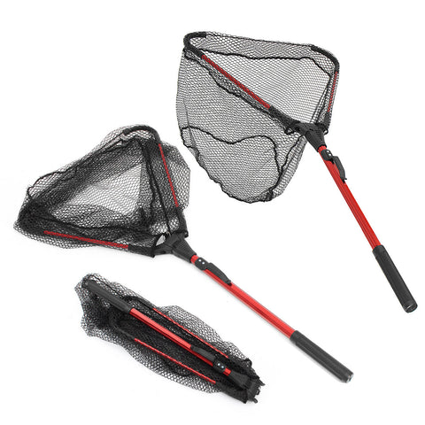 ZANLURE Aluminum Alloy 80cm Single Triangular Ultra-Light Folding Handle Fishing Landing Net