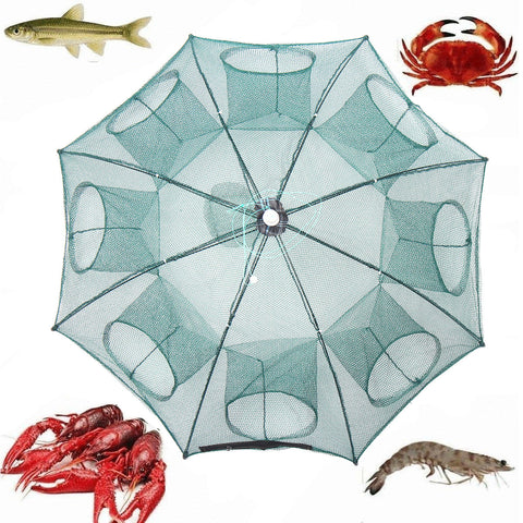 ZANLURE 38" 8 Holes Nylon Automatic Folding Fishing Net Shrimp Cage Crab Fish Trap Cast Net